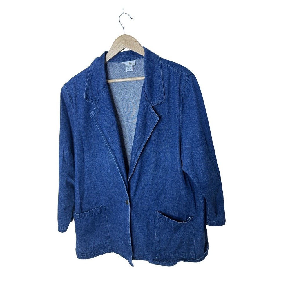 Vintage Hunters Run Jacket Womens 1X  Denim Western Chore Coat Mid Length